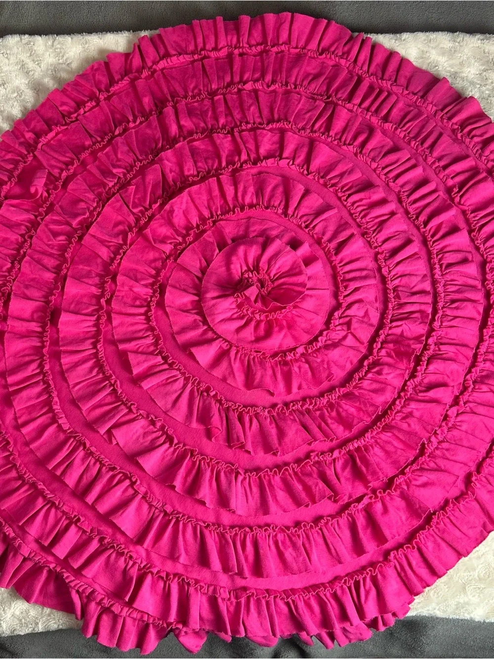 Lemon Loves Layette Round Pink Ruffle Blanket Lovey Pima Cotton Photo Prop